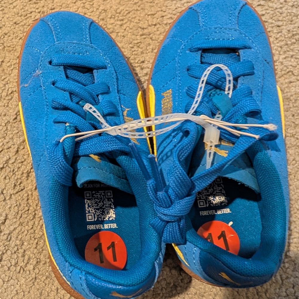 Puma Kids Blue and Yellow Low-Top Sneakers